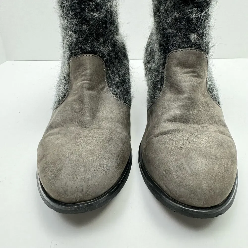 MukLuks Chloe Gray Wool Blend Shaft Western Cowgirl Ankle Boots Bootie
